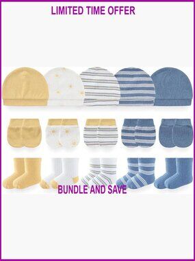 Newborn Cotton Hats Mittens Socks Set 0-6 Months Soft Unisex Essentials
